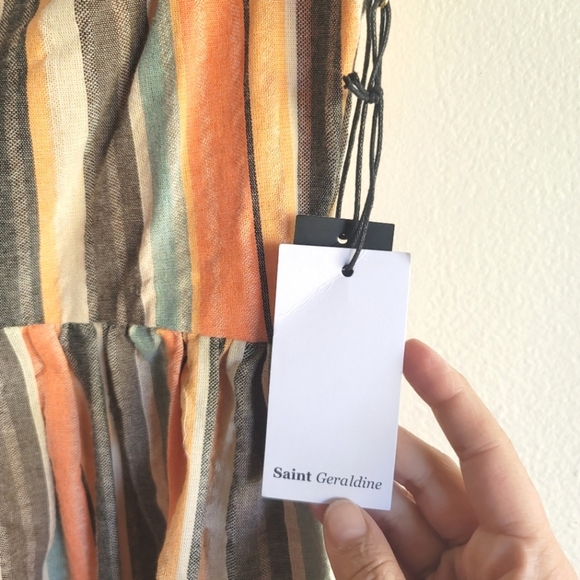 Saint Geraldine, Ivy Dress- Monaco Stripe, Tangerine/Grey/Cream/Light Teal,Small - Picture 9 of 16